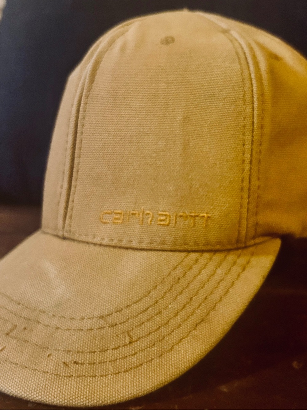 Vintage USA Made Carhartt Duck Canvas Snapback Hat Tan Brown Cap